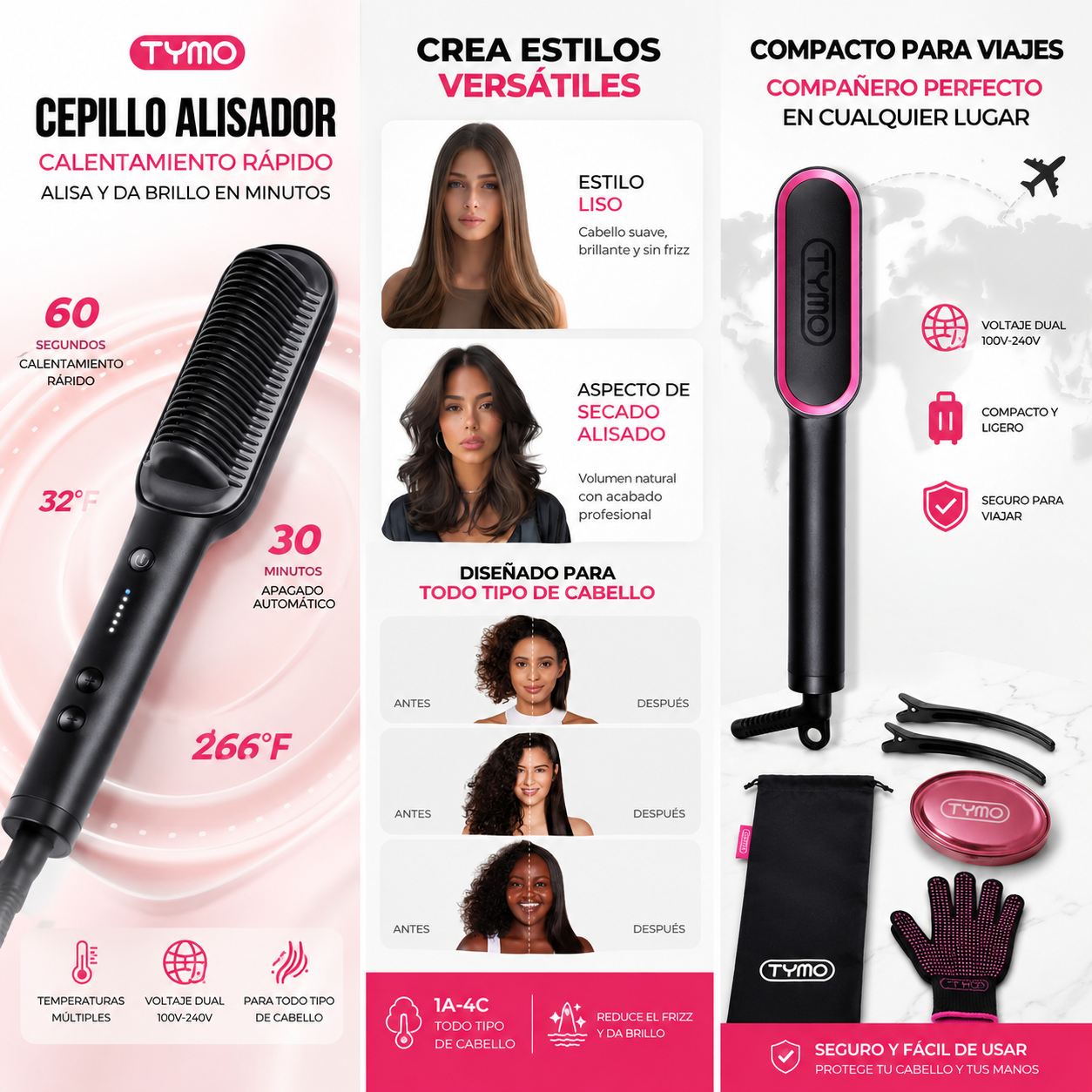 Cepillo Alisador Rizador Multifuncional