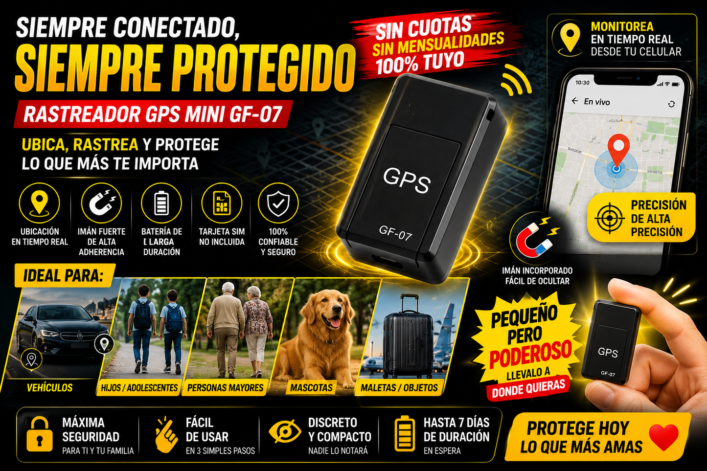 🚗 Rastreador GPS Mini Premium™ – Seguridad 24/7 Donde Estés
